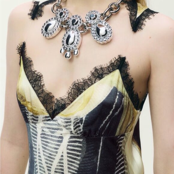 NWT Glenn Martens x H&M Printed Satin Maxi Dress sz M - Picture 7 of 8